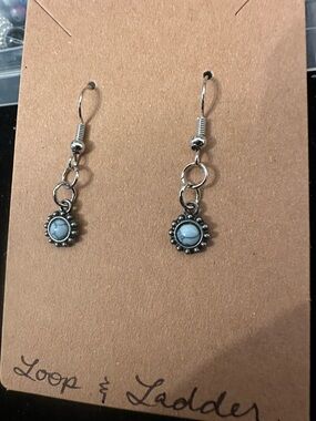 Light-Blue Stone Silver Dangle Earrings